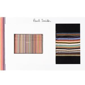 NWT $275 Paul Smith Multistripe Card Wallet & Socks Gift Set. Really Nice!
